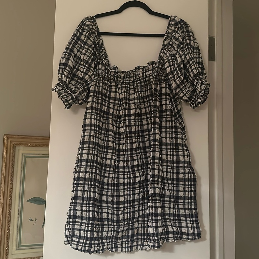 Solid & Striped gingham seersucker babydoll mini dress